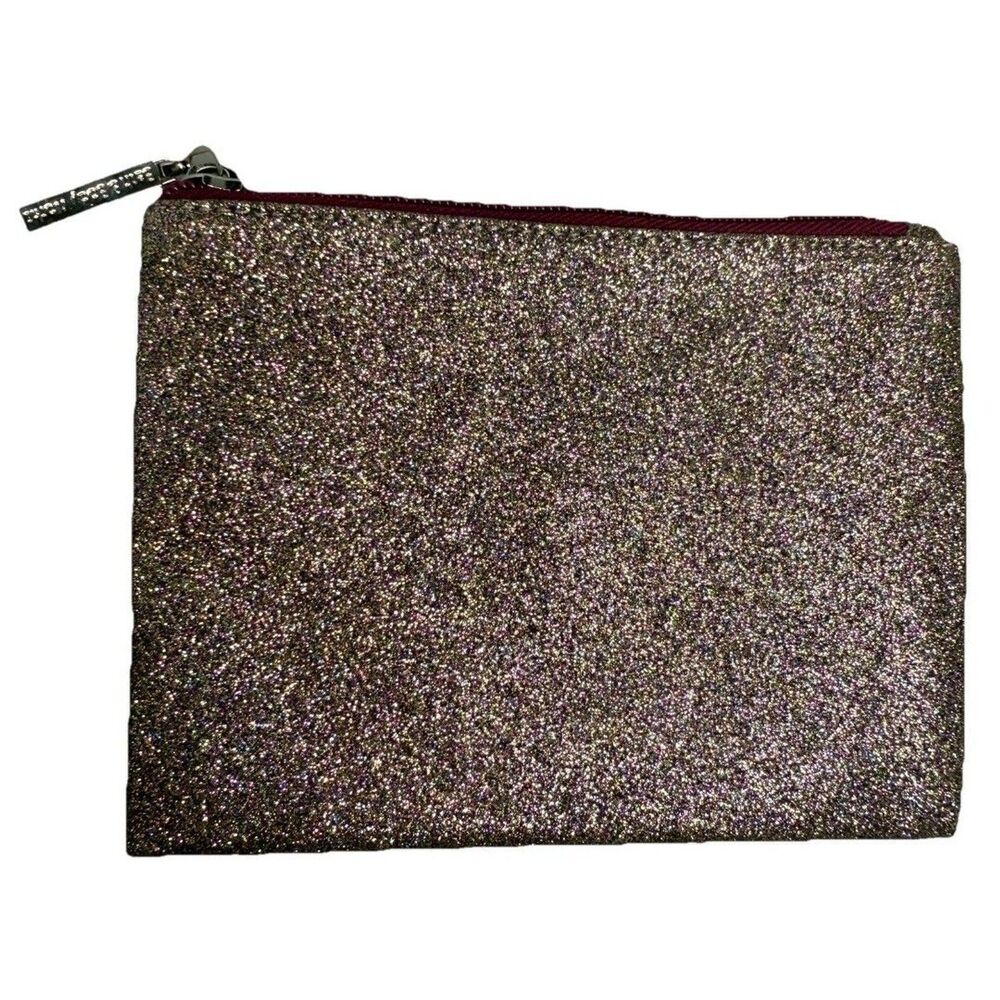 Bath & Body Works Pink Glitter Cosmetic Makeup Bag Zip Pouch 7" x 5"